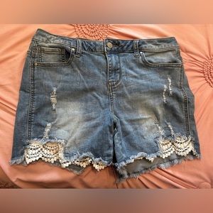 Jean shorts with lace detail size medium